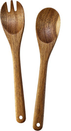 Acacia Wood Salad Serving Set, Salad Spoon and Fork Set for Serving and Tossing