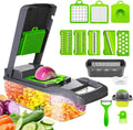 Vegetable Chopper Cutter Slicer Multifunctional 14-in-1 Food Veggie Salad Onion Chopper Cutter Dicer with Container, 8 Interchangable Blades, Hand Protector, Drain Strainer, Peeler, Brush