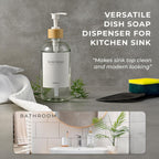 MaisoNovo Glass Hand Soap Dispenser | Dish Soap Dispenser for Kitchen | 16.9oz Clear Bottles with White Bamboo Pump | Bathroom Lotion Dispenser
