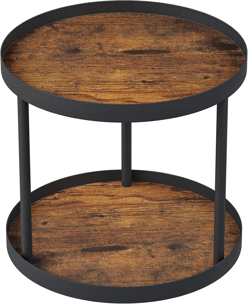 Giikin 2 Tier Lazy Susan Organizer, Two Tier Lazy Susan Turntable for Kitchen Countertop Spice Rack Organizer (Rustic Brown, 9.8" x 9.8" x 8.8")