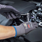 Safety Work Gloves MicroFoam Nitrile Coated-12 Pairs,KAYGO KG18NB,Seamless Knit Nylon Glove with Black Micro-Foam Nitrile Grip,Ideal for General Purpose,Automotive,Home Improvement, Red