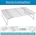 15IN x 10IN Cooling Baking Rack Set of 4, Leonyo 4-Tier Stackable Stainless Steel Wire Baking Cooking Racks Set for Cookie, Pizza, Cup Cake, Raised & Folding Feet