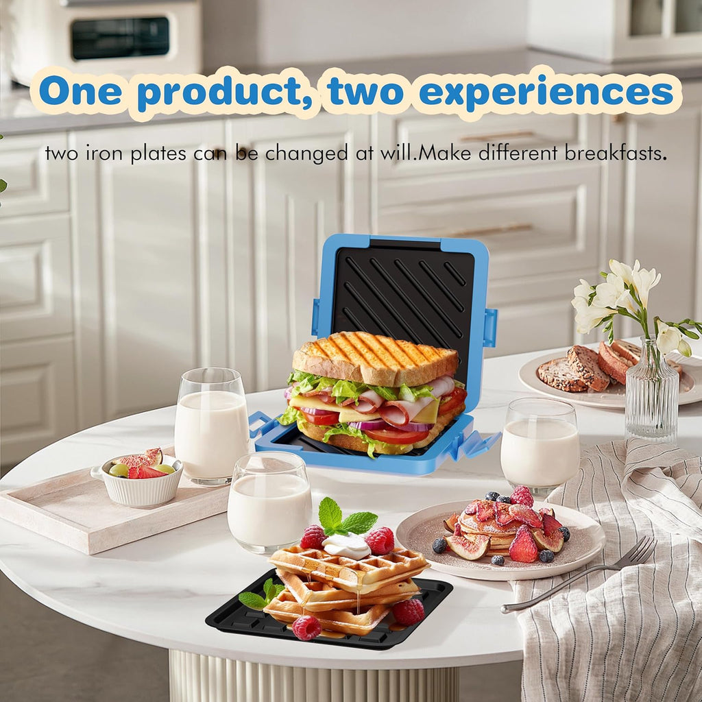 Microwave Grilled Cheese & Breakfast Maker - Fast Cook Waffle, Panini & Sandwich Press (<5 Min), Microwave Cookware, Dishwasher Safe,Easy Clean,2-in-1 Set(4 PCS)