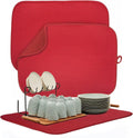 2 Pack Dish Drying Mat for Kitchen Counter, Super Absorbent & Anti-Slip, Machine Washable, 15" x 20" (Red)
