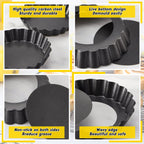 Uiifan 32 Pcs Mini Tart Pans Egg Tart Molds with Removable Bottom Round Nonstick Quiche Pan Mini Pie Pans Small Bakeware Mold Fluted Side for Mousse Cake Dessert Baking(3 Inch,Black Gray)