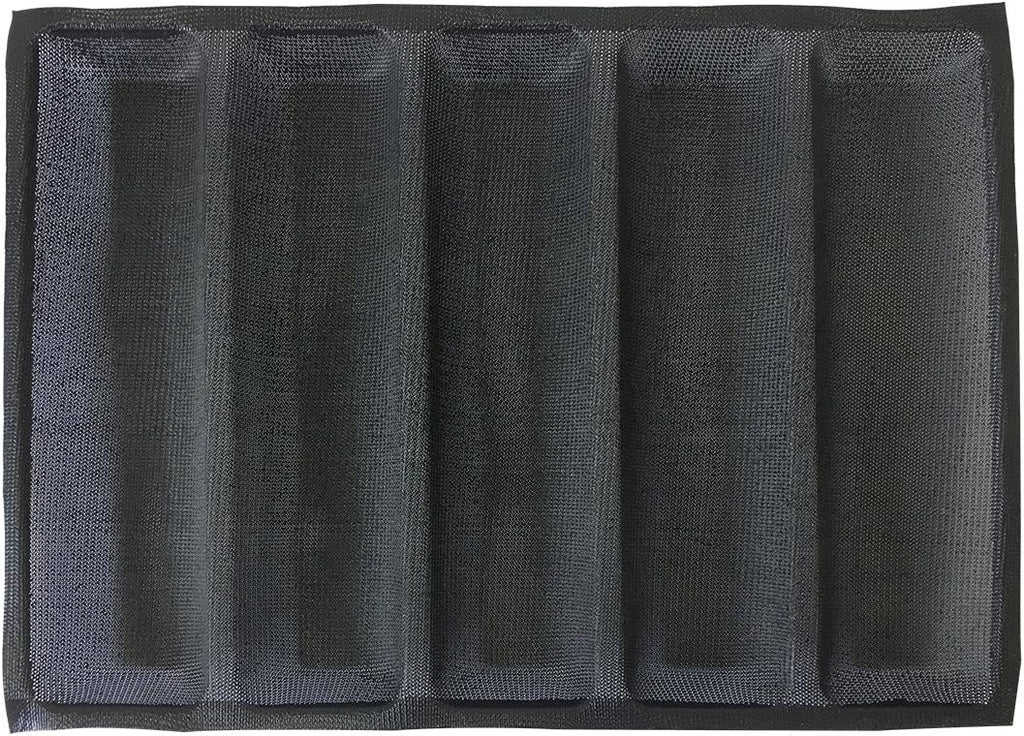 Bluedrop Hot Dog Molds Silicone Bread Forms Non Stick Bakery Trays For Roll Toasting 5 Loaves 12" Sheets