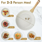 SENSARTE Nonstick Ceramic Frying Pan Skillet, 9.5 Inch Omelet Pan, Healthy Non Toxic Chef Pan, Induction Compatible Egg Pan with Heat Resistant Handle, PFAS-Free