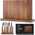 ENOKING Extra Large Magnetic Knife Block, 15.2-In Acacia Wood Knife Holder for Home Kitchen, Universal Knife Holder Stand with Strong Enhanced Magnets for Safe and Multifunctional Knife Storage