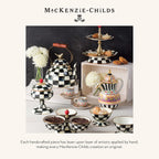 MACKENZIE-CHILDS Enamel Relish Dish, Small Serving Bowl for Entertaining, Black-and-White Courtly Check