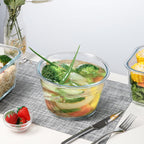NUTRIUPS 2.1L Glass Food Storage Containers with Lids, 7.6×5in Deep Round Meal Prep Containers, Glass Mixing Bowls With Lid