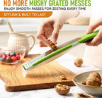 Spring Chef Premium Lemon Zester Grater with Handle - Orange, Garlic, Ginger, Nutmeg, Cheese Grater- Handheld Sharp Kitchen Tool - Stainless Steel Citrus Zester with Blade Cover - Fine Shred, Green