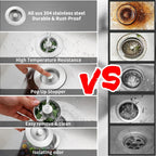 3-in-1 Stainless Steel Kitchen Sink Drain Strainer – Pop-up Sink Stopper with Sealing Ring, Anti-Clog & Odor-Proof Drain Filter, Fits 3-1/2 Inch Sink Drain Holes, Easy Installation
