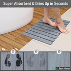 Stone Drying Mat for Kitchen Counter - Grey 12x16In Dish Drying Mat - Foldable Diatomite Stone Dish Rack - Absorbent Diatomaceous Earth Non-Slip Tray for Bathroom