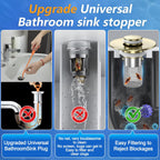 Sink Stopper Hair Catcher, Pop-up Sink Drain Strainer with Removable Stainless Steel Strainer Basket Hair Catcher, Bathroom Sink Strainer for Bathroom Sink Stopper Replacement (Brushed Gold)