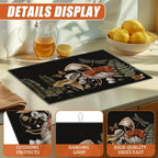 Vintage Mushroom Dish Drying Mat for Kitchen Counter Microfiber Absorbent Dish Kitchen Drying Mat Draining Reusable Washable for Dishes/Utensils/Counterto