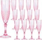 Plastic Champagne Flutes, 12PCS Pink Plastic Wine Glasses Goblets Reusable Champagne Flute for Weddings, Bachelor Parties, Toasting, and Events(12, Pink)