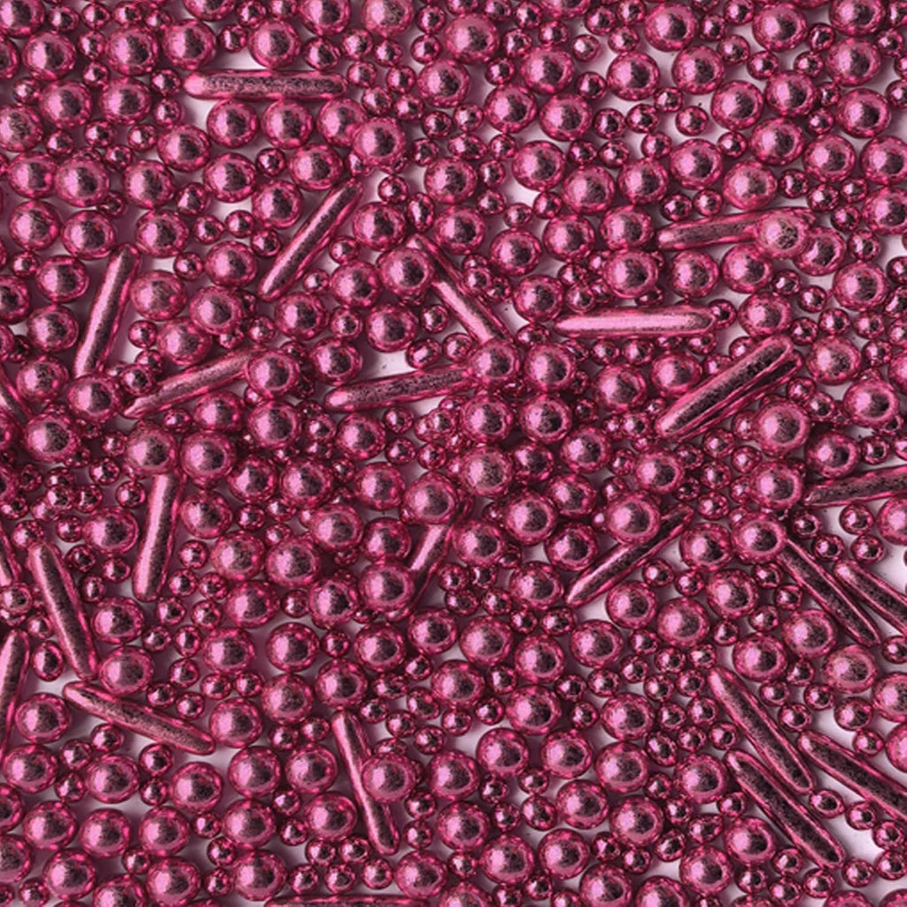 Sprinkles Pink Pearl Sugar Candy Mix Size Baking Cake Decorations Cupcake Toppers Celebrations Shaker Jar Wedding Shower Party (120g/4.2oz）