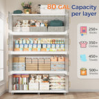 320GAL Extra Large Storage Bins with Lid, 1280QT Plastic Stackable Storage Bins with 6x Wheels, Collapsible Closet Organizer and Storage Drawer Cabinet for Living Room Office Dorm, 4Pack White