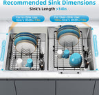 romision Expandable Dish Drying Rack Over The Sink Small Metal Stainless Steel Plate Holder for Compact Kitchen, Space Saving Modern Black Hanging Drainer