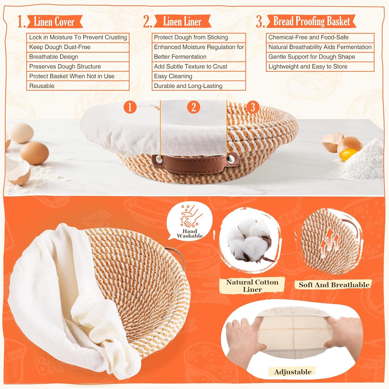 Sourdough Starter Kit, Sourdough Bread Baking Supplies, Sour Dough Starter Kits, Woven Bread Proofing Basket, Sourdough Kit Jar Sour Dough Bread Making Tools Kit Accessories, Gifts for Women Mom Wife
