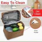 NOL Natural Organic Lifestyle Insulated Lunch Bags for Women Cooler Bag Lightweight Nylon Waterproof Lunch Box For Work (Medium(normal),Brown