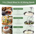 Kitchen in the box Stand Mixer - 6.5 Quart Mixing Bowl with Handle, 900 Watt Powerful Heavy Bread Dough Standing Mixers Tilt-head with Dough Hook, Whisk, Flat Beater and Splash Guard (Green)
