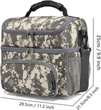 FlowFly Double Layer Cooler Insulated Lunch Bag Adult Lunch Box Large Tote Bag for Men, Women, With Adjustable Strap,Front Pocket and Dual Large Mesh Side Pockets