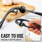 Zulay Kitchen Premium Garlic Press Set - Rust Proof & Dishwasher Safe Professional Garlic Mincer Tool - Easy-Squeeze, Easy-Clean with Soft, Ergonomic Handle - Silicone Garlic Peeler & Brush-Dark Gray