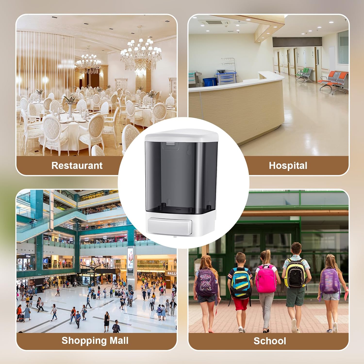 Hushee 4 Pcs Plastic Wall Mounted Soap Dispenser Commercial Manual Soap Containers Wall Dispenser for Kitchen Shower Hotel Liquid Shampoo Gel Chamber(33.8 oz 1000 ml,Black)