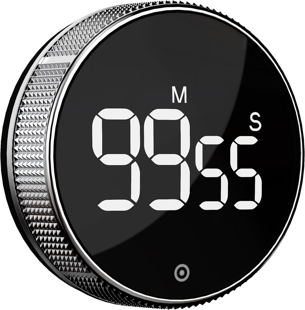 BlueSnail Kitchen Timer with LED Digital Display Smart Efficana for Home Classroom Gym Office, Volume and Brightness Adjustable Productivity Timer (Silvery)