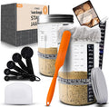 Sourdough Starter Kit - 34oz Large Capacity Glass Fermentation Jar with Lid, Silicon Spatula, and Measuring Spoons - Beginner Sourdough Starter Kit, Sourdough Bread Baking Supplies, Fermentation Kit