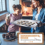 Stainless Steel Baking Sheet Set of 2, Deedro Cookie Sheet Metal Baking Pan Oven Tray, Non Toxic & Heavy Duty, Rust Free & Mirror Finish, Easy Clean & Dishwasher Safe, 20 x 14 x 1.3 Inch