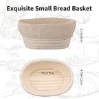 (6.7x4.7x3in) Mini Banneton Bread Proofing Basket Set of 6, Oval Sourdough Bread Basket with Liner Professional & Home Bread Baking Supplies (Small Oval)