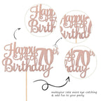 1 PCS Happy 70th Birthday Cake Topper Glitter Cheers to 70 Years Birthday Cake Pick Seventy 70 Fabulous Cake Decoration for Happy 70th Birthday Anniversary Party Decorations Supplies Rose Gold