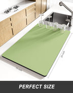 Rnivvi Dish Drying Mat for Kitchen Counter, XL 15 x 24" Super Absorbent Drainer Pad Easy Clean Dish Rack Pad, Non-Slip Heat Resistant Coffee Bar Mat for Coffee Machine Station Accessories Decor, Green