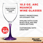 Custom Nuance Wine Glasses by ARC 10.5 oz. Set of 50, Personalized Bulk Pack - Restaurant Glassware, Perfect for Red Wine, White Wine, Cocktails - Purple