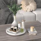 13" Oak Wood Decorative Tray for Home Decor, Tray for Coffee Table Decor Perfume Nightstand Vanity Bathroom Trays for Counter Candle Jewelry Makeup Farmhouse Table Centerpiece for Dining Room White