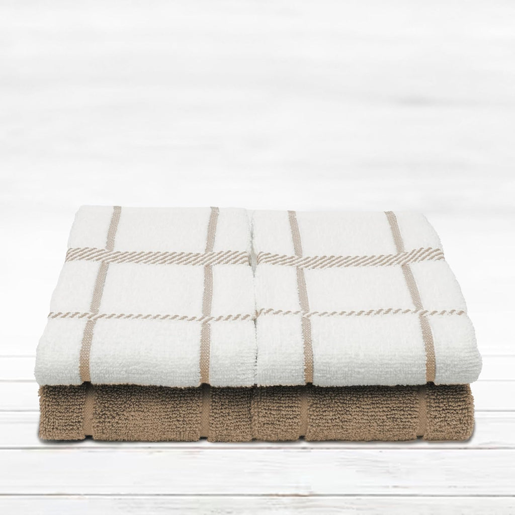 100% Cotton Terry Dish Towels, 4 pack16 x26 Inches, Super Soft and Absorbent Kitchen Towels, Perfect for Kitchen Cleaning and Dish Washing | Tan