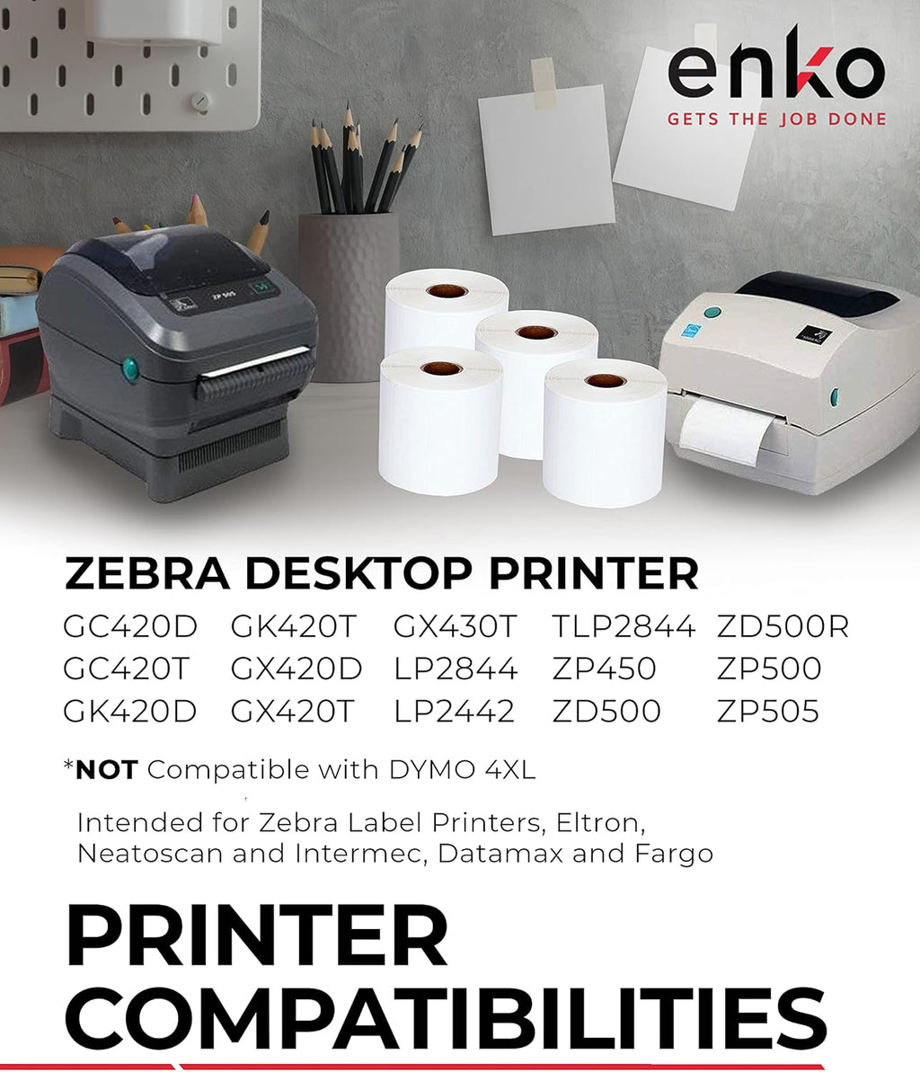enKo [12 Rolls, 7440 Labels] 4 x 2-1/2 inches Direct Thermal Labels, FBA Stickers, FNSKU Label Compatible for Zebra/Eltron