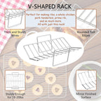 Herogo Roasting Pan with Flat Rack & V-shaped Rack Set, 16 x 11.5 Inch Stainless Steel Turkey Roaster Pan for Thanksgiving Christmas, Dishwasher Safe - Large