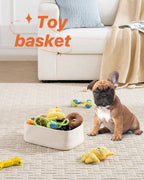 Small Woven Basket, 12 x 8 x 4.5 Inches, Storage Basket for Organizing, Cute Small Rope Shelf Closet Cube Storage Bins Baskets for Shelves, Dog Toy Gift Baskets Empty, 3 Packs, Off White