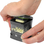 Garlic-A-Peel Garlic Press, Crusher, Cutter, Mincer, and Storage Container - Includes Silicone Garlic Peeler - Easy to Clean - Stainless Steel Blades – (Grey), standard