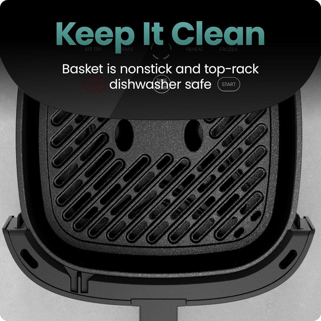 Chefman TurboX 4-in-1 Air Fryer, 5-Quart Airfryer for Extra Crispy Chicken, Fries, Wings, and More, Air Fry, Bake, Reheat, and Frozen Functions, Digital Touch Controls, Dishwasher Safe - Gray