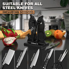 Edge Kitchen Knife Sharpener – Pull-Through Manual Sharpener with Spring Arms – Tungsten Carbide, Self-Adjusting Angle, Fast Edge Repair for Kitchen, Outdoor, and EDC Knives (Black)