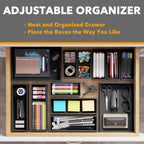 SpaceAid 14-Piece Bamboo Drawer Organizer Storage Boxes Set, Wood Tray Junk Drawer Organizers Multi-Use Divider Bins for Kitchen, Bathroom, Office Desk and Makeup Organization (14 Pack, Black)