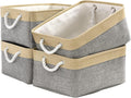 Organization and Storage Basket for Organizing - Large 4 Pack 16x12x8 inch Collapsible Baskets for Shelves Fabric Storage Cube, Storage Bins for Laundry Cloth Books Gift (Gold & Grey)