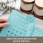 WILLKOMMEN Kitchen Sink Mat, 12" x 10" Rectangular Sink Protector Pad, Fast-Draining Grid Design Liner, Dish Drying Mat 2 Pack Mint Blue