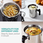 Navaris Stainless Steel Multifunctional Spaghetti Cooker & Steam Pot - 3.4L Capacity - Includes Lid & Basket - Silver