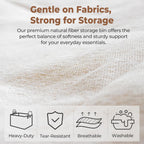 StorageWorks Storage Bins, Shelves Baskets for Organizing, Large Fabric Closet Organizers with Handles, Metal Frame, Natural Color, 2-Pack