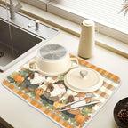 Fall Pumpkin Gnomes Maple Leaves Autumn2 Dish Drying Mat for Kitchen Counter Absorbent Microfiber Large Drying Pad Dish mats for Kitchen Countertops 18 x 24 Inch